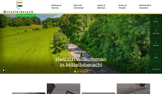 Startseite von der Homepage